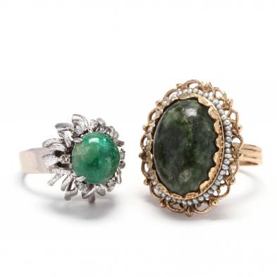 two-gold-and-gemstone-rings