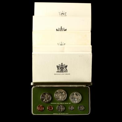 trinidad-and-tobago-five-eight-coin-1970s-proof-sets
