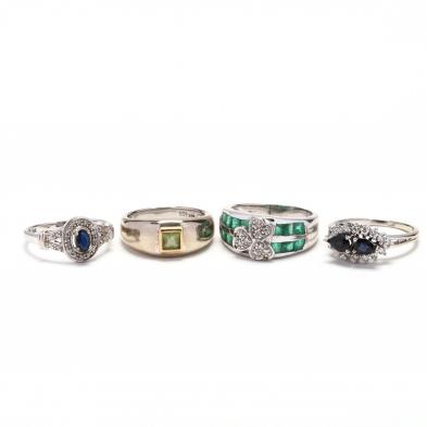 four-gold-and-gemstone-rings