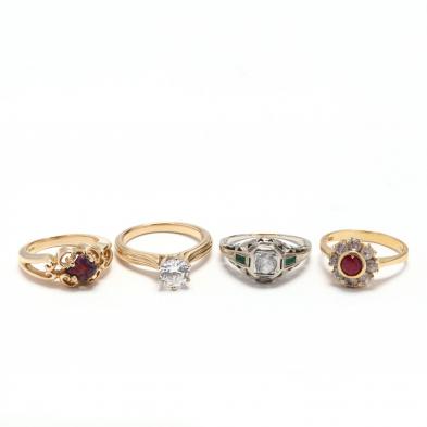 four-gold-and-gemstone-rings