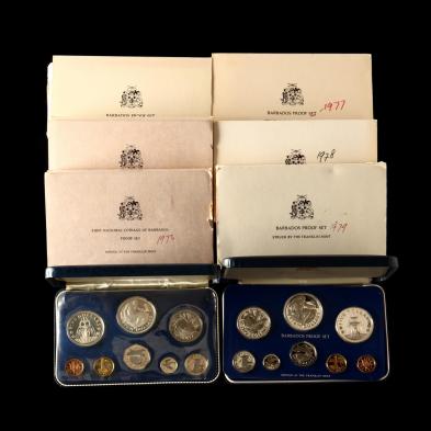 barbados-six-1970s-eight-coin-proof-sets-with-silver
