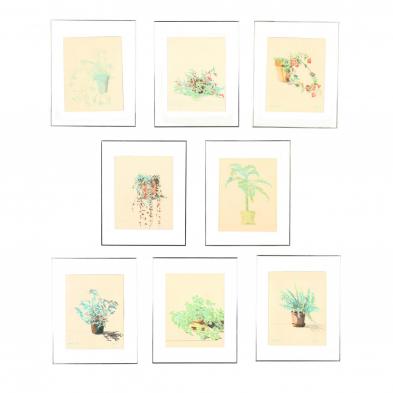 maud-gatewood-nc-1934-2004-eight-drawings-of-house-plants