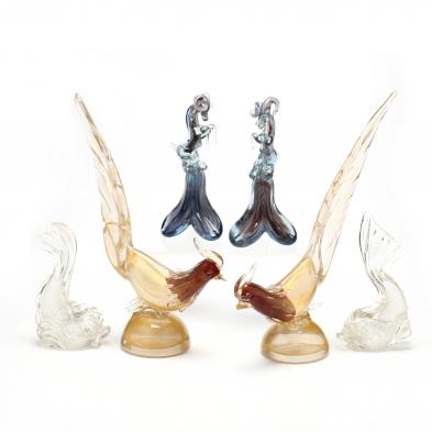 three-pair-of-vintage-murano-glass-animals