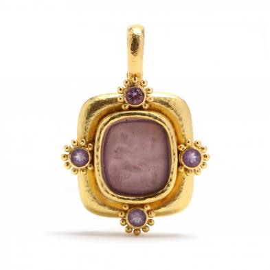 19kt-gold-venetian-glass-and-amethyst-pendant-elizabeth-locke