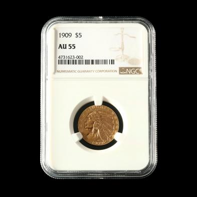 1909-5-gold-indian-head-half-eagle-ngc-au55