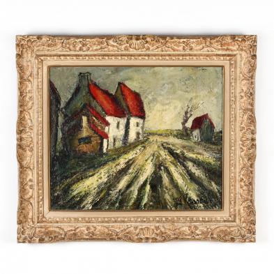 georges-vasseur-french-20th-century-village-scene