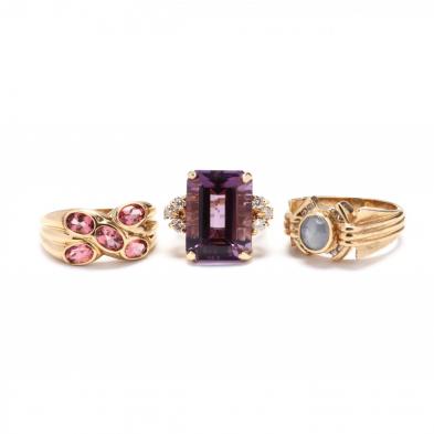 three-gold-and-gemstone-rings