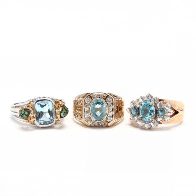 three-gold-silver-gemstone-rings