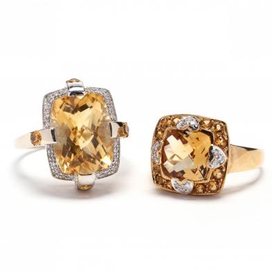 two-gold-and-gemstone-rings