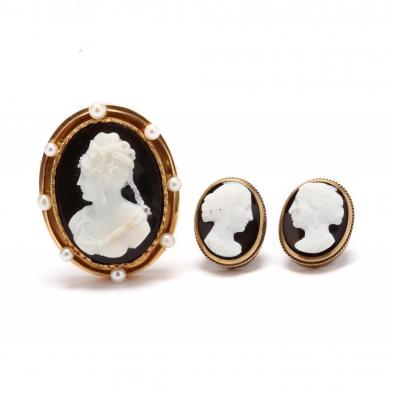 gold-cameo-brooch-and-earrings