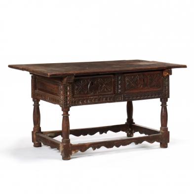 spanish-baroque-walnut-carved-two-drawer-tavern-table