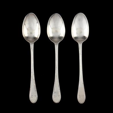 three-early-american-coin-silver-spoons-mark-of-benjamin-burt