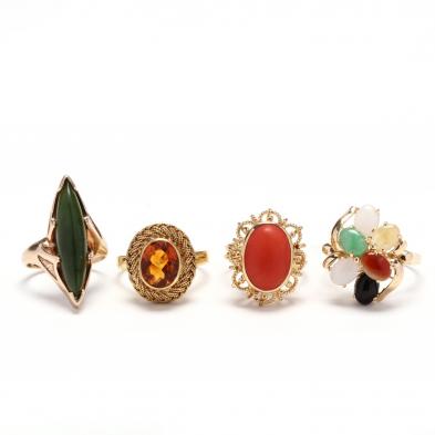 four-gold-and-gemstone-rings