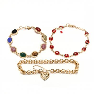 three-14kt-gold-bracelets