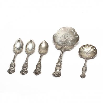 five-art-nouveau-sterling-silver-flatware-pieces