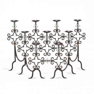 maitland-smith-iron-and-glass-fireplace-candle-stand