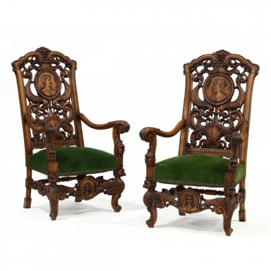 pair-of-spanish-baroque-style-carved-walnut-hall-chairs