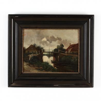 an-antique-painting-of-a-dutch-village