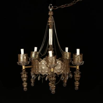 vintage-reticulated-brass-and-drop-prism-chandelier