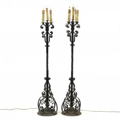 pair-of-vintage-spanish-wrought-iron-floor-candelabra