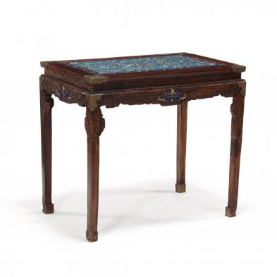 a-chinese-carved-wooden-table-with-cloisonne-panel-inlay