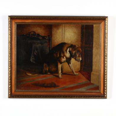 an-antique-painting-of-a-forlorn-hound-dog