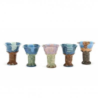 a-set-of-five-nc-art-pottery-goblets-jane-peiser
