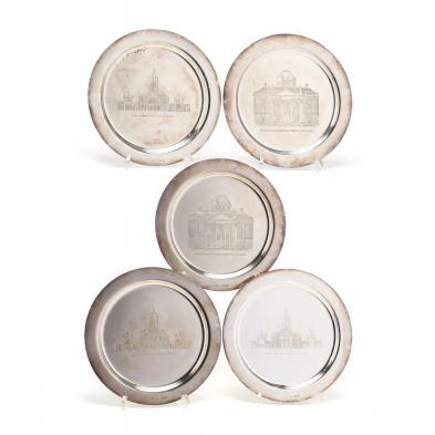 five-elizabeth-ii-irish-silver-souvenir-plates