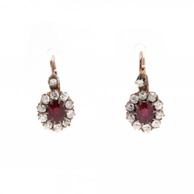 antique-diamond-and-synthetic-ruby-earrings
