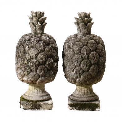 pair-of-vintage-cast-stone-pineapple-finials