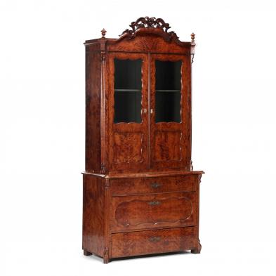 continental-figured-veneer-bureau-bookcase