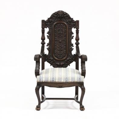 antique-continental-carved-oak-hall-chair