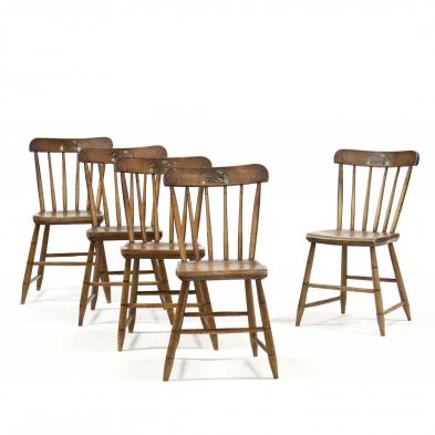 set-of-five-paint-decorated-new-england-plank-seat-chairs