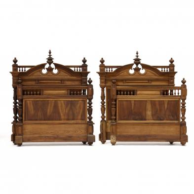 pair-of-antique-continental-carved-walnut-3-4-size-beds