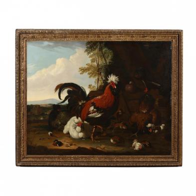 att-pieter-casteels-iii-flemish-1684-1749-cockerels-chickens-chicks-and-doves-in-a-landscape