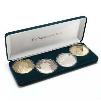 washington-mint-set-of-four-year-2000-giant-quarter-pound-silver-rounds