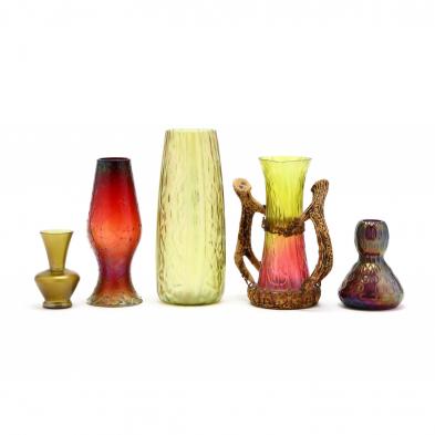 five-pieces-of-antique-kralik-art-glass