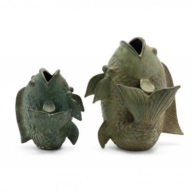 two-bronze-koi-fish-sculptures