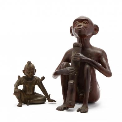 two-tribal-bronze-figures