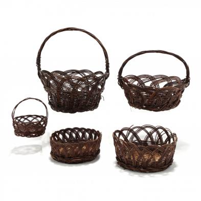 five-vintage-twig-art-baskets