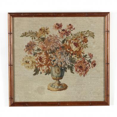 antique-framed-needlework-of-flowers