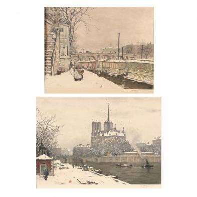 tavik-f-simon-czech-1877-1942-i-apse-of-notre-dame-de-paris-in-winter-i-and-i-pont-marie-in-winter-paris-i