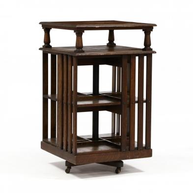 large-antique-oak-rotating-bookcase