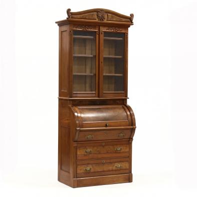 american-victorian-walnut-c-scroll-secretary-bookcase