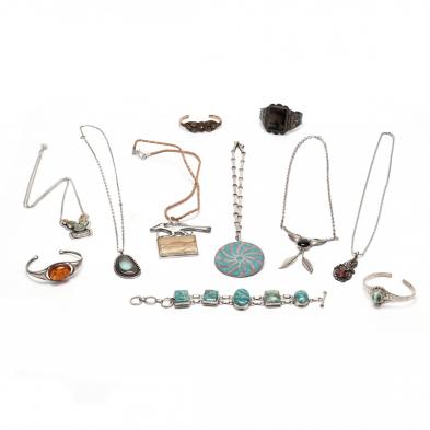 group-of-silver-gemstone-jewelry-items