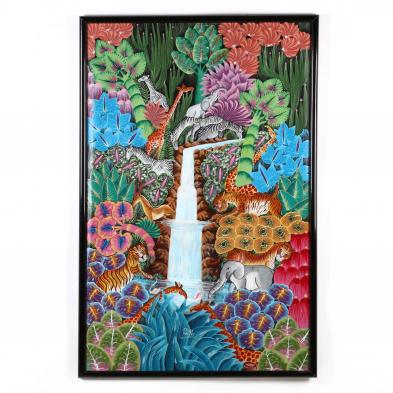 a-haitian-school-painting-of-animals-in-the-rainforest