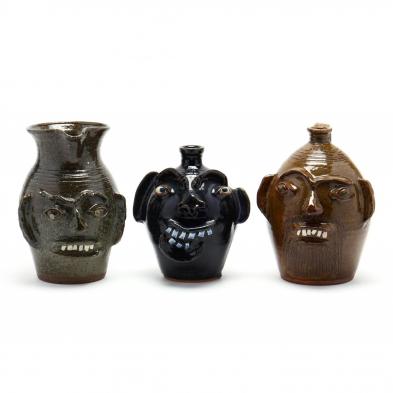 three-folk-art-pottery-face-vessels-charles-lisk