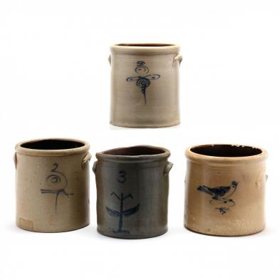 four-antique-salt-glazed-storage-crocks