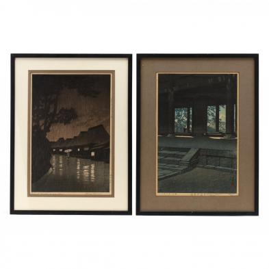 two-japanese-woodblock-prints-by-hasui-kawase-1883-1957