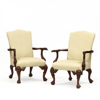 maitland-smith-pair-of-irish-chippendale-style-arm-chairs